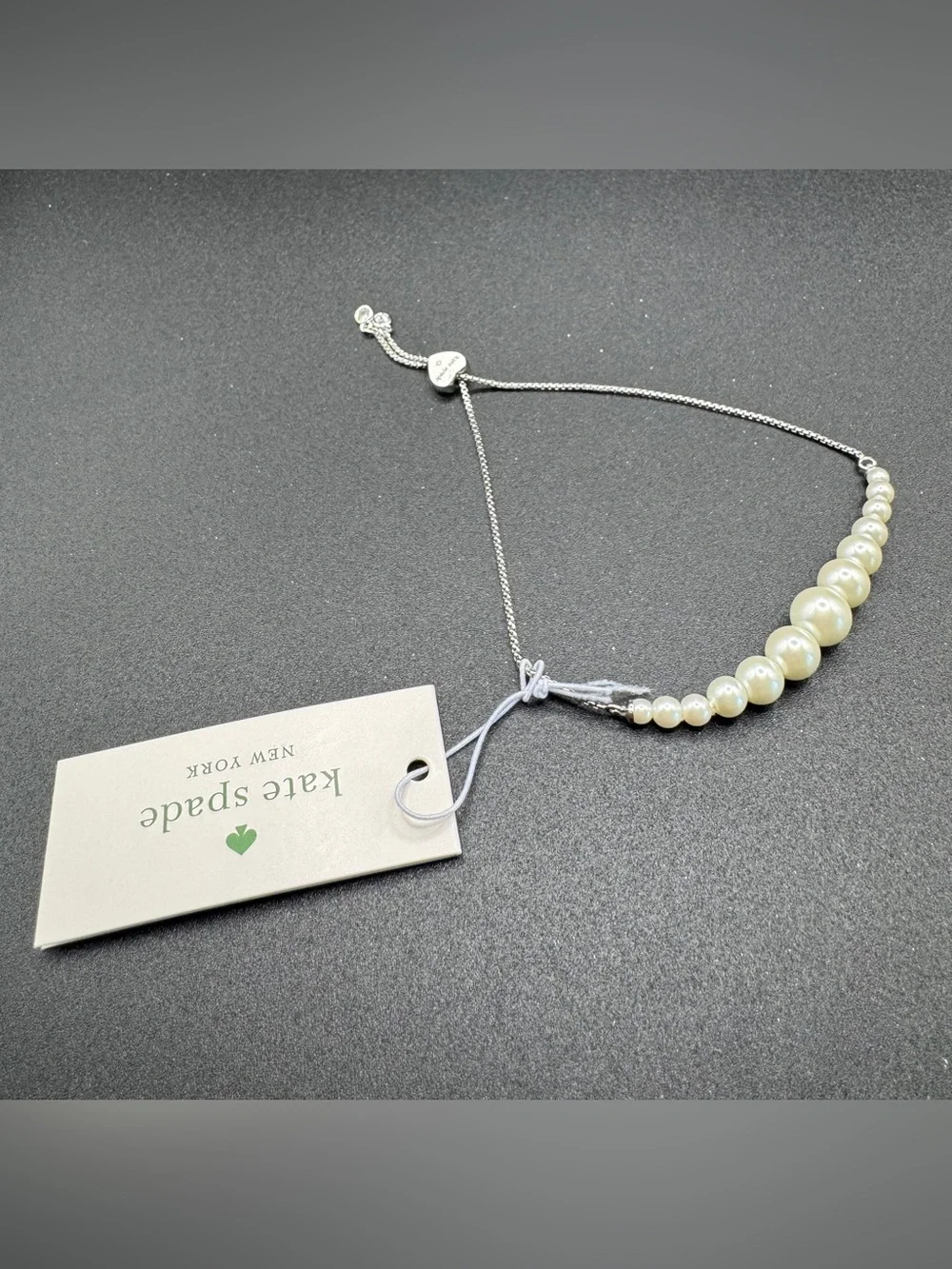 Kate Spade New York Cream Graduated Faux Pearl Slider Bracelet NWT